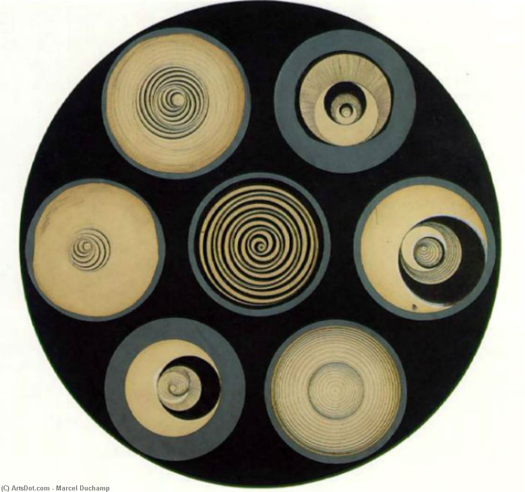 WikiOO.org - Encyclopedia of Fine Arts - Maľba, Artwork Marcel Duchamp - Disks Bearing Spirals (Disques avec spirales),
