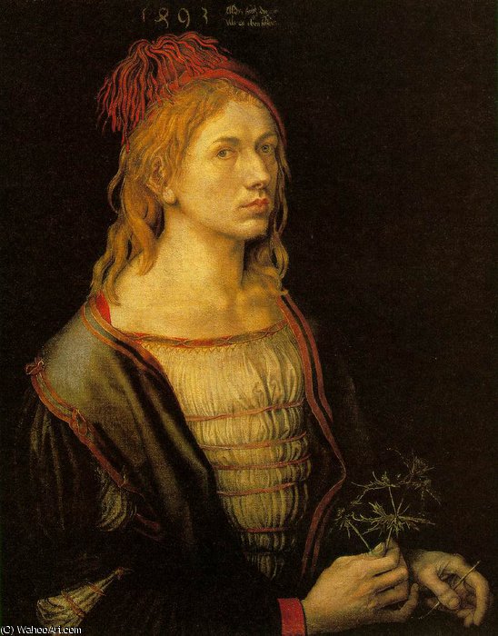 Wikioo.org - The Encyclopedia of Fine Arts - Painting, Artwork by Albrecht Durer - Self-portrait at 22,1493, louvre