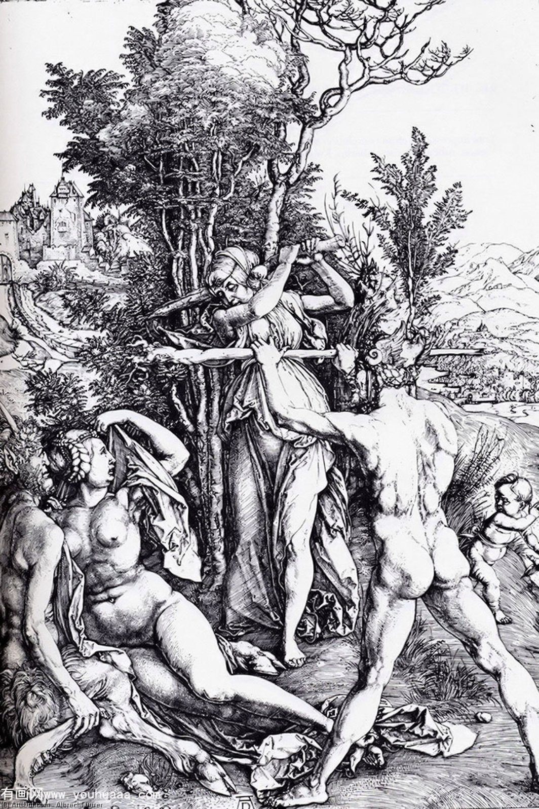 Wikioo.org – La Enciclopedia de las Bellas Artes - Pintura, Obras de arte de Albrecht Durer - Hércules en la encrucijada completa