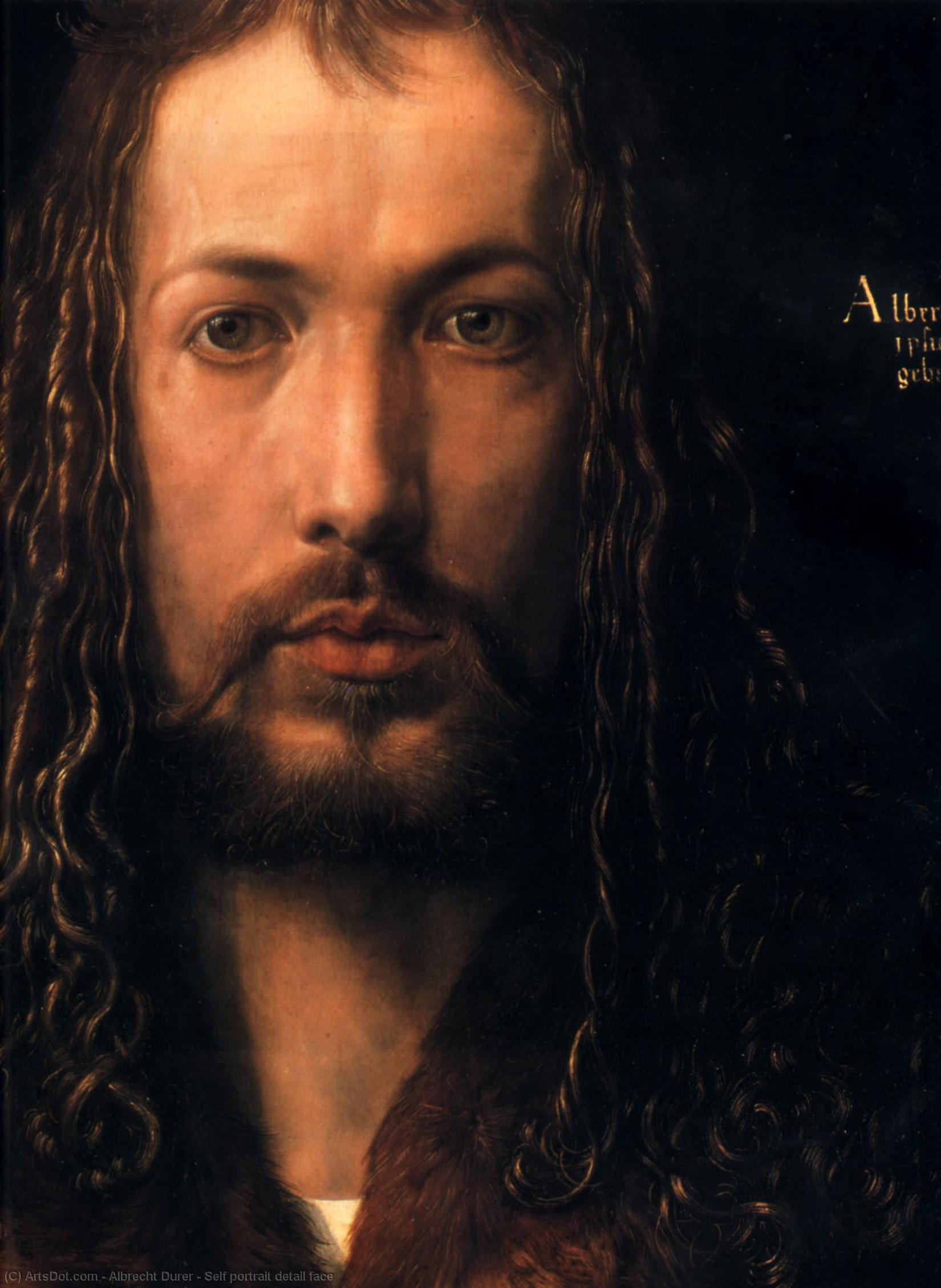 WikiOO.org - Enciclopédia das Belas Artes - Pintura, Arte por Albrecht Durer - Self portrait detail face