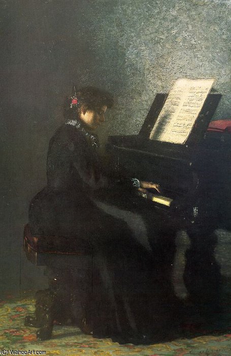 WikiOO.org - Encyclopedia of Fine Arts - Festés, Grafika Thomas Eakins - Elizabeth at the Piano, oil on canvas, Addison