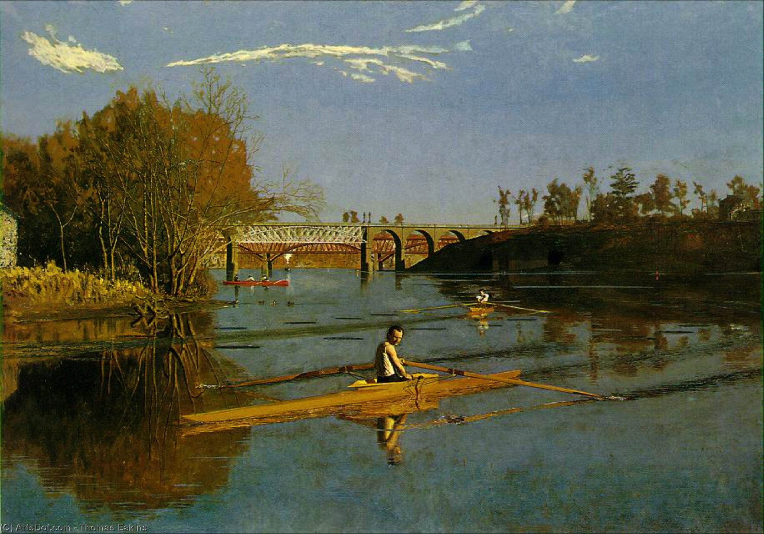 Wikioo.org - The Encyclopedia of Fine Arts - Painting, Artwork by Thomas Eakins - Max schmitt in a single scull moma ny