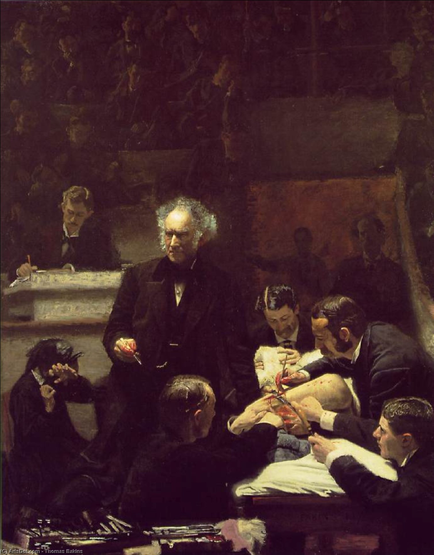 Wikioo.org – La Enciclopedia de las Bellas Artes - Pintura, Obras de arte de Thomas Eakins - La clínica gruesa jefferson médico universidad de th