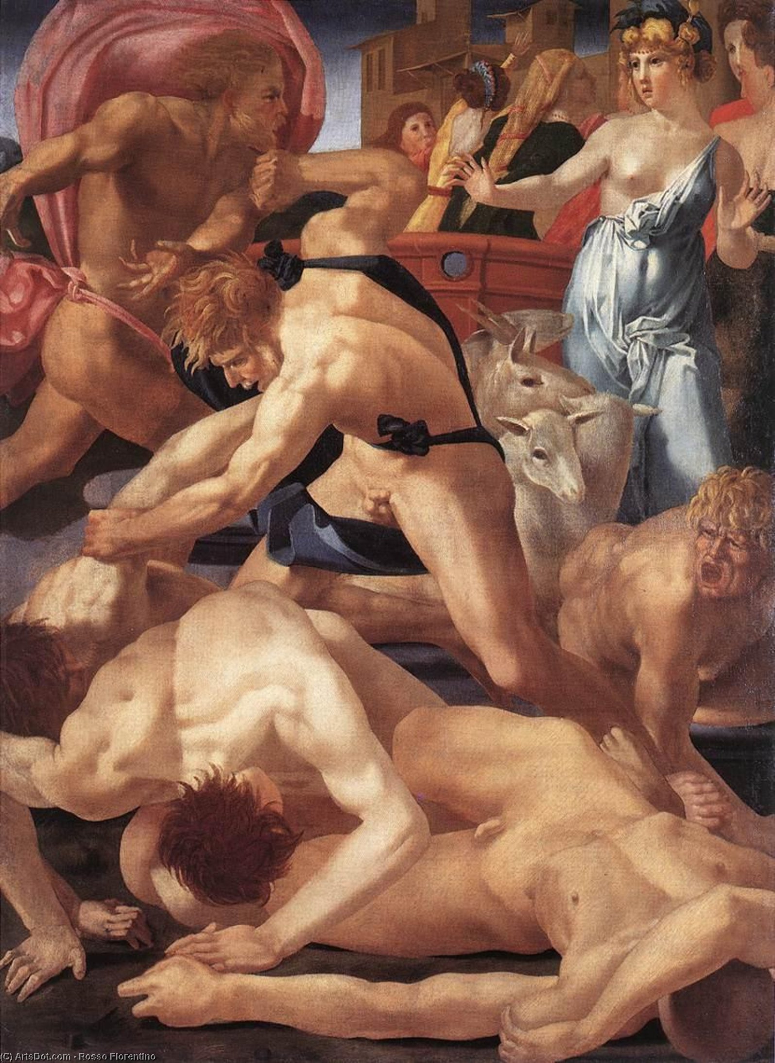 WikiOO.org - Εγκυκλοπαίδεια Καλών Τεχνών - Ζωγραφική, έργα τέχνης Rosso Fiorentino - Moses and Jethro's daughters, - (160x117)