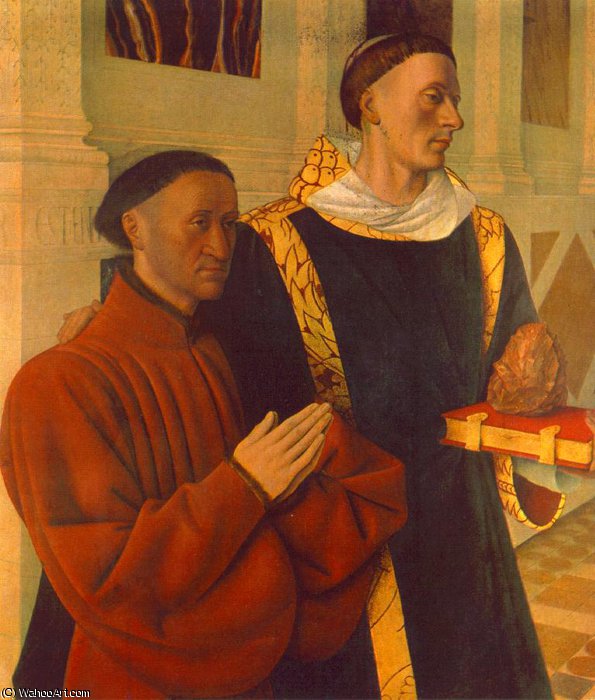 Wikioo.org - The Encyclopedia of Fine Arts - Painting, Artwork by Jean Fouquet - Étienne chevalier and his patron saint (stefanus), b