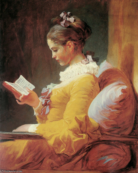 Wikioo.org - The Encyclopedia of Fine Arts - Painting, Artwork by Jean-Honoré Fragonard - Young girl reading