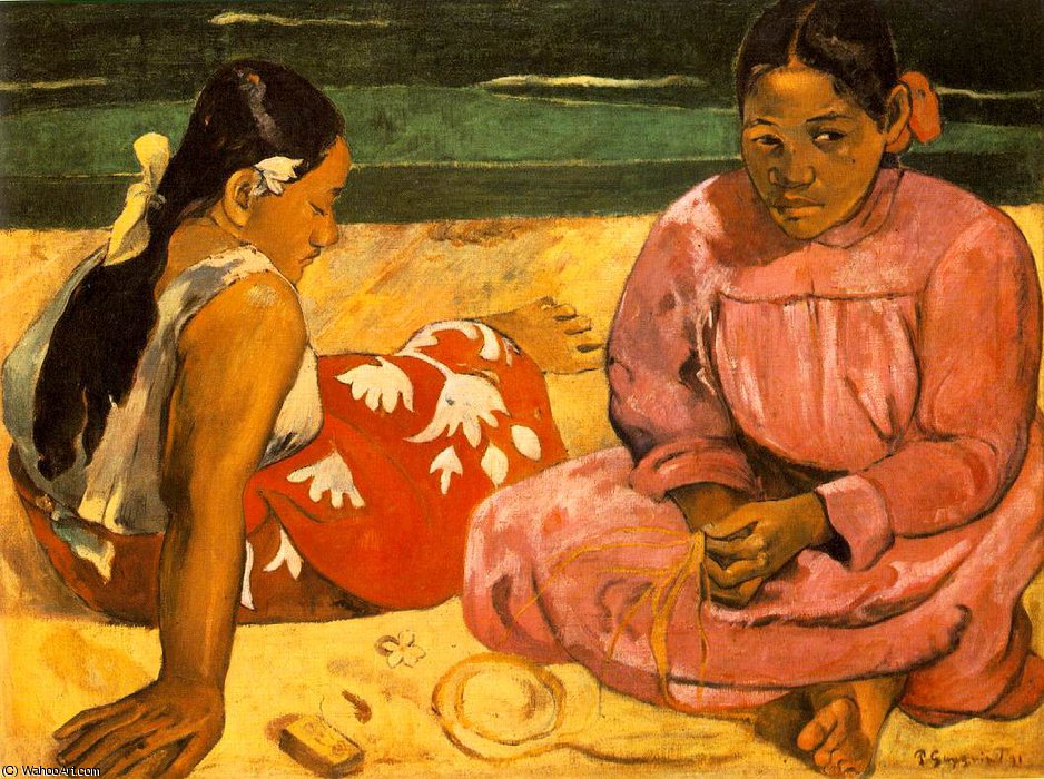 Wikioo.org – L'Encyclopédie des Beaux Arts - Peinture, Oeuvre de Paul Gauguin - femmes de tahiti ou sur la plage , Mu