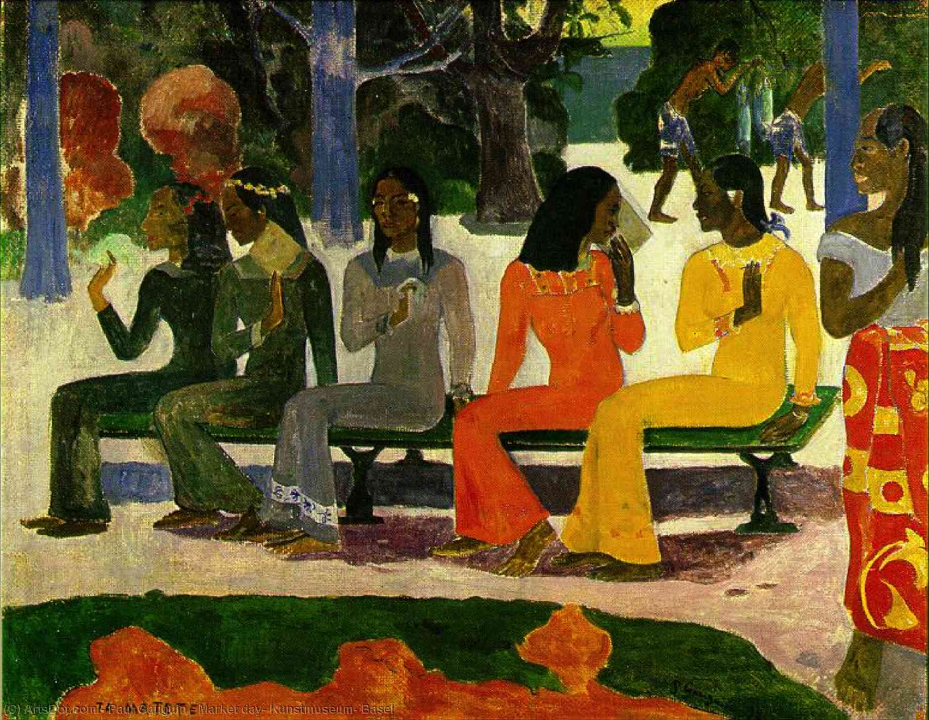 Wikoo.org - موسوعة الفنون الجميلة - اللوحة، العمل الفني Paul Gauguin - Market day, Kunstmuseum, Basel