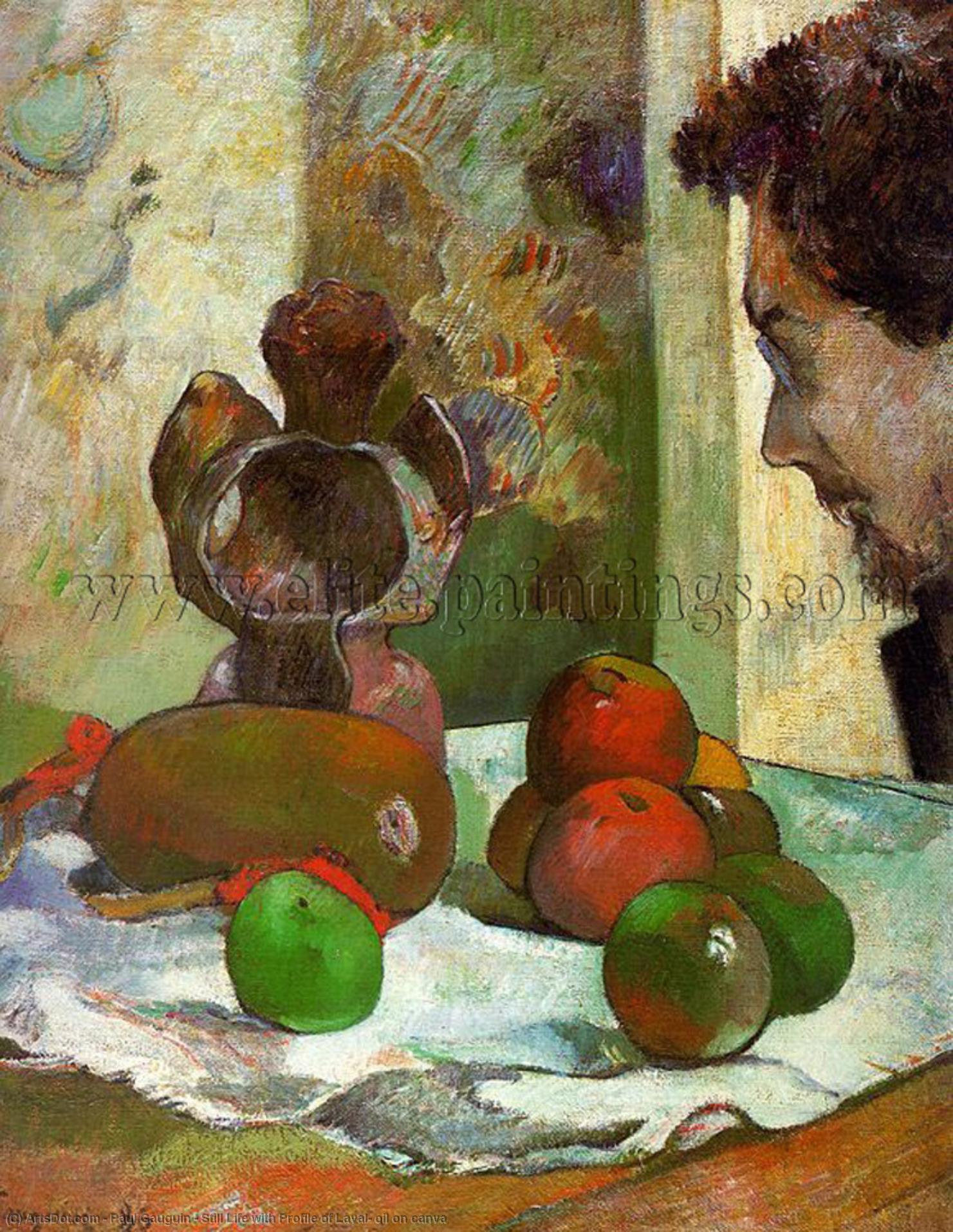 Wikioo.org - The Encyclopedia of Fine Arts - Painting, Artwork by Paul Gauguin - Still Life with Profile of Laval, oil on canva