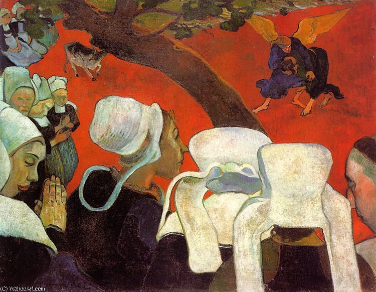 WikiOO.org - Güzel Sanatlar Ansiklopedisi - Resim, Resimler Paul Gauguin - The Vision After the Sermon (Jacob Wrestling the Ang