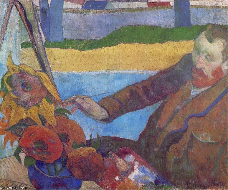 Wikioo.org - The Encyclopedia of Fine Arts - Painting, Artwork by Paul Gauguin - Van Gogh Painting Sunflowers, Private collecti