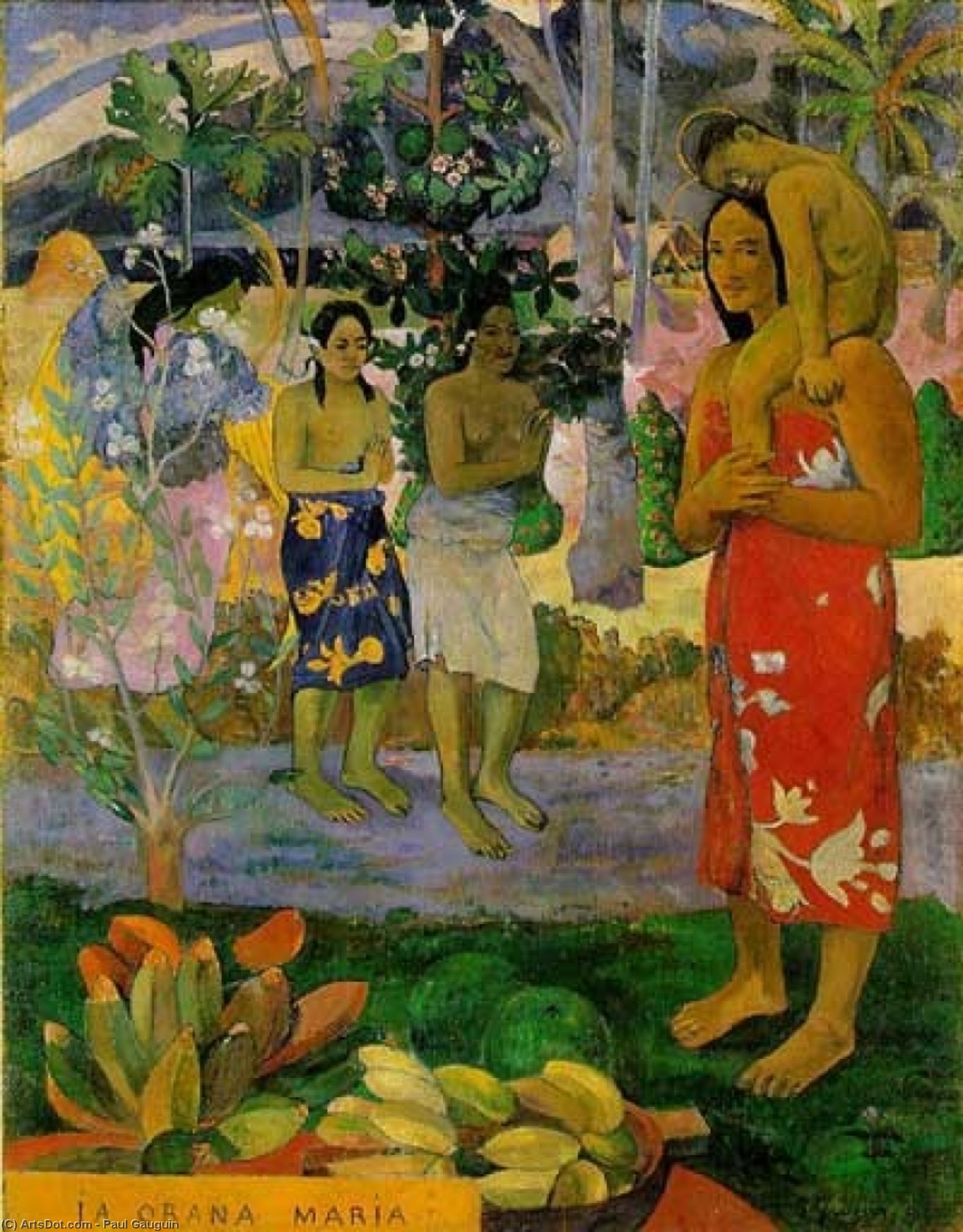 Wikioo.org - The Encyclopedia of Fine Arts - Painting, Artwork by Paul Gauguin - We hail thee Mary, Metropolitan