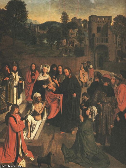 Wikoo.org - موسوعة الفنون الجميلة - اللوحة، العمل الفني Geertgen Tot Sint Jans - The Raising of Lazarus, Louvre