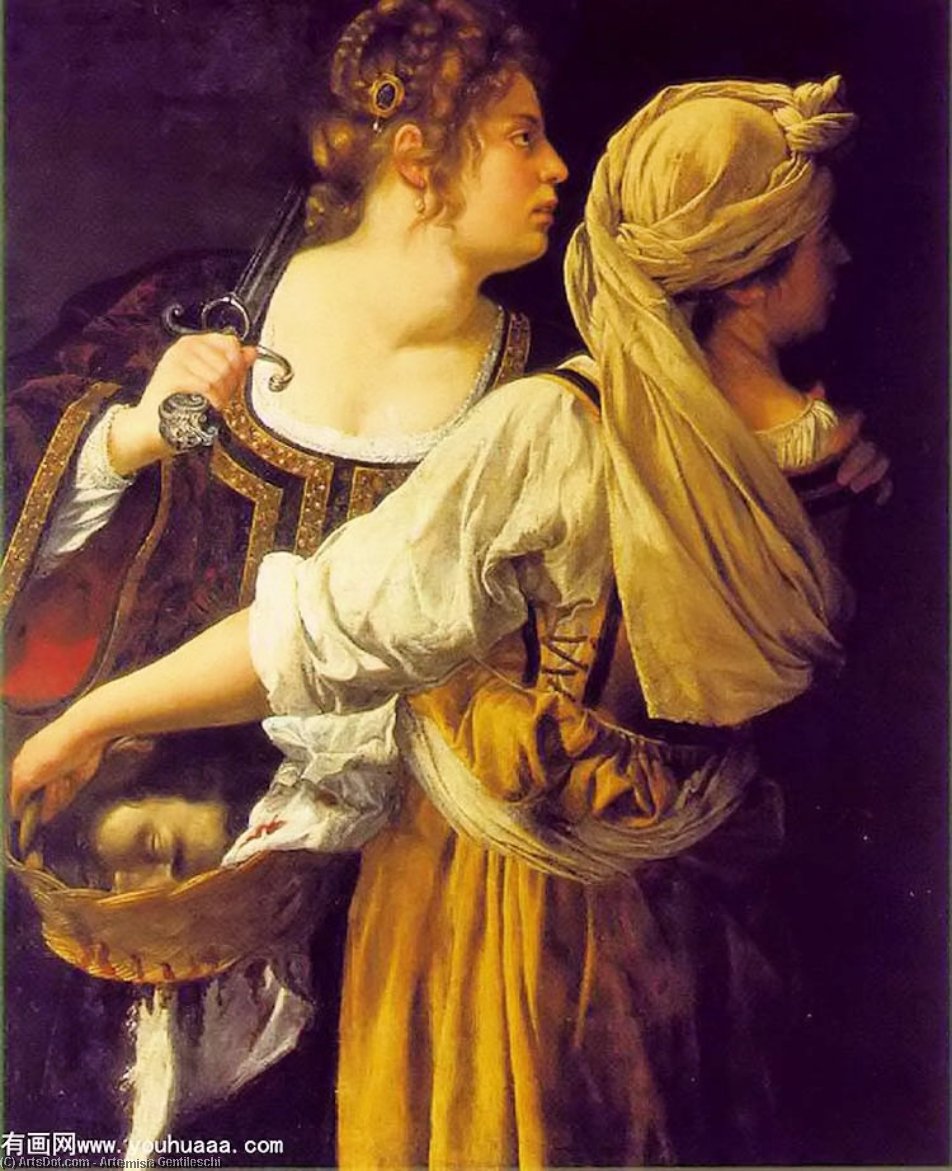 Wikioo.org - The Encyclopedia of Fine Arts - Painting, Artwork by Artemisia Gentileschi - A. Judith and her maidservant, ca - (114x9)