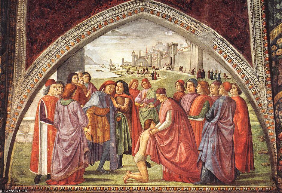 Wikioo.org – L'Enciclopedia delle Belle Arti - Pittura, Opere di Domenico Ghirlandaio - La rinuncia di beni terreni, cappella Sassetti