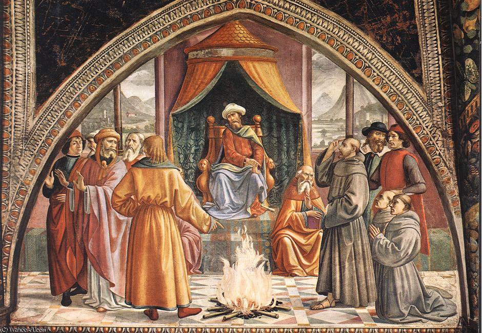 Wikioo.org - The Encyclopedia of Fine Arts - Painting, Artwork by Domenico Ghirlandaio - Trial by fire, cappella sassetti, s.trinita, fir