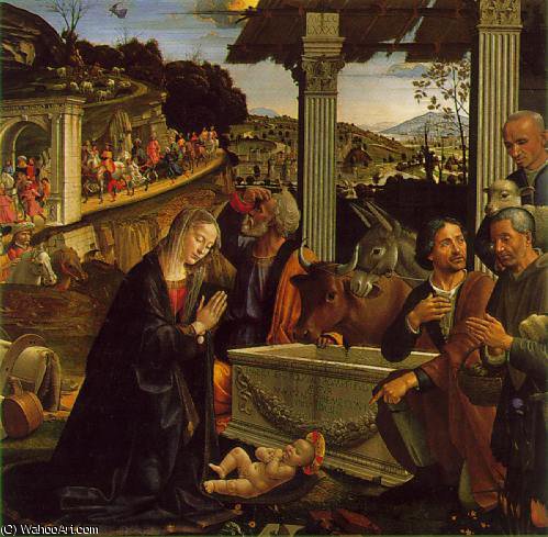 Wikioo.org - Bách khoa toàn thư về mỹ thuật - Vẽ tranh, Tác phẩm nghệ thuật Domenico Ghirlandaio - Adoration of the shepherds, Sa