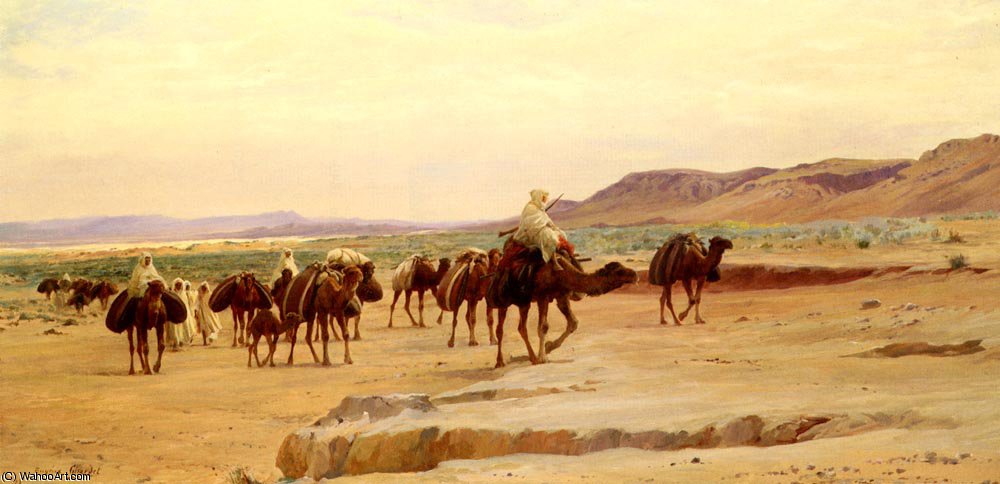 WikiOO.org - Енциклопедія образотворчого мистецтва - Живопис, Картини
 Eugène Alexis Girardet - Caravanes de sel dans le desert