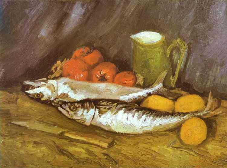 WikiOO.org - Encyclopedia of Fine Arts - Maľba, Artwork Vincent Van Gogh - Nature morte aux maquereaux