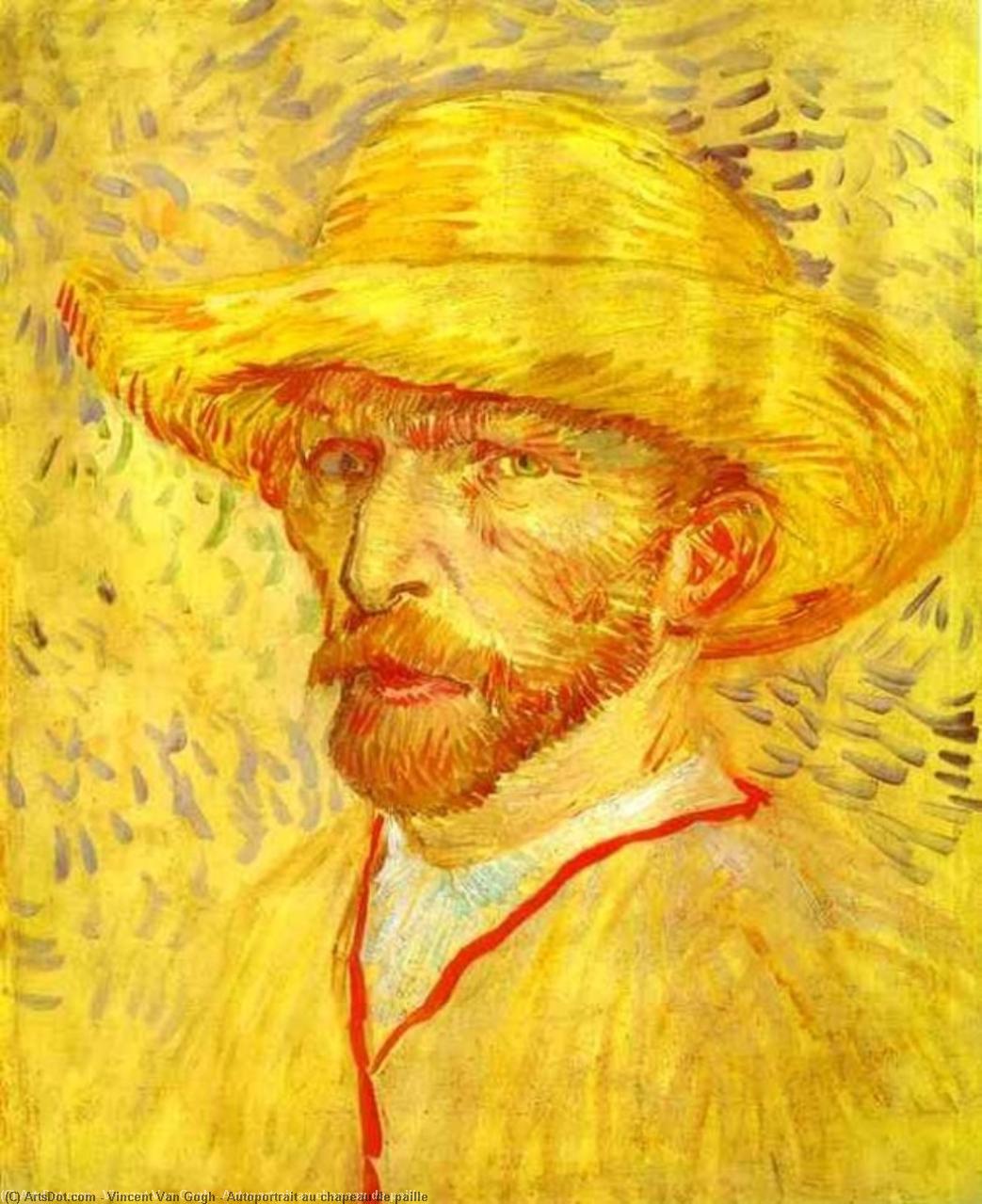 WikiOO.org - Encyclopedia of Fine Arts - Maleri, Artwork Vincent Van Gogh - Autoportrait au chapeau de paille