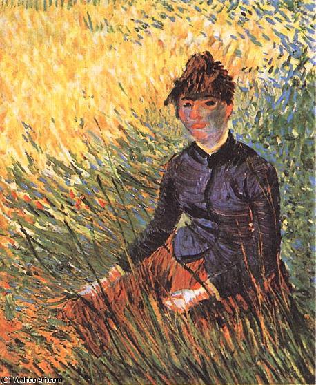 Wikioo.org – L'Enciclopedia delle Belle Arti - Pittura, Opere di Vincent Van Gogh - Femme assise dans l'herbe
