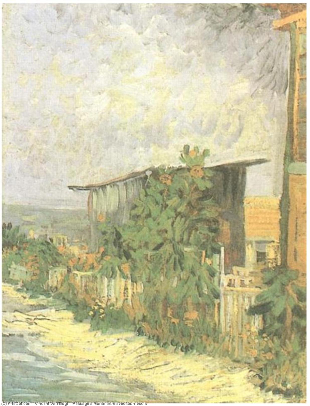 Wikioo.org - The Encyclopedia of Fine Arts - Painting, Artwork by Vincent Van Gogh - Passage a Montmartre avec tournesols