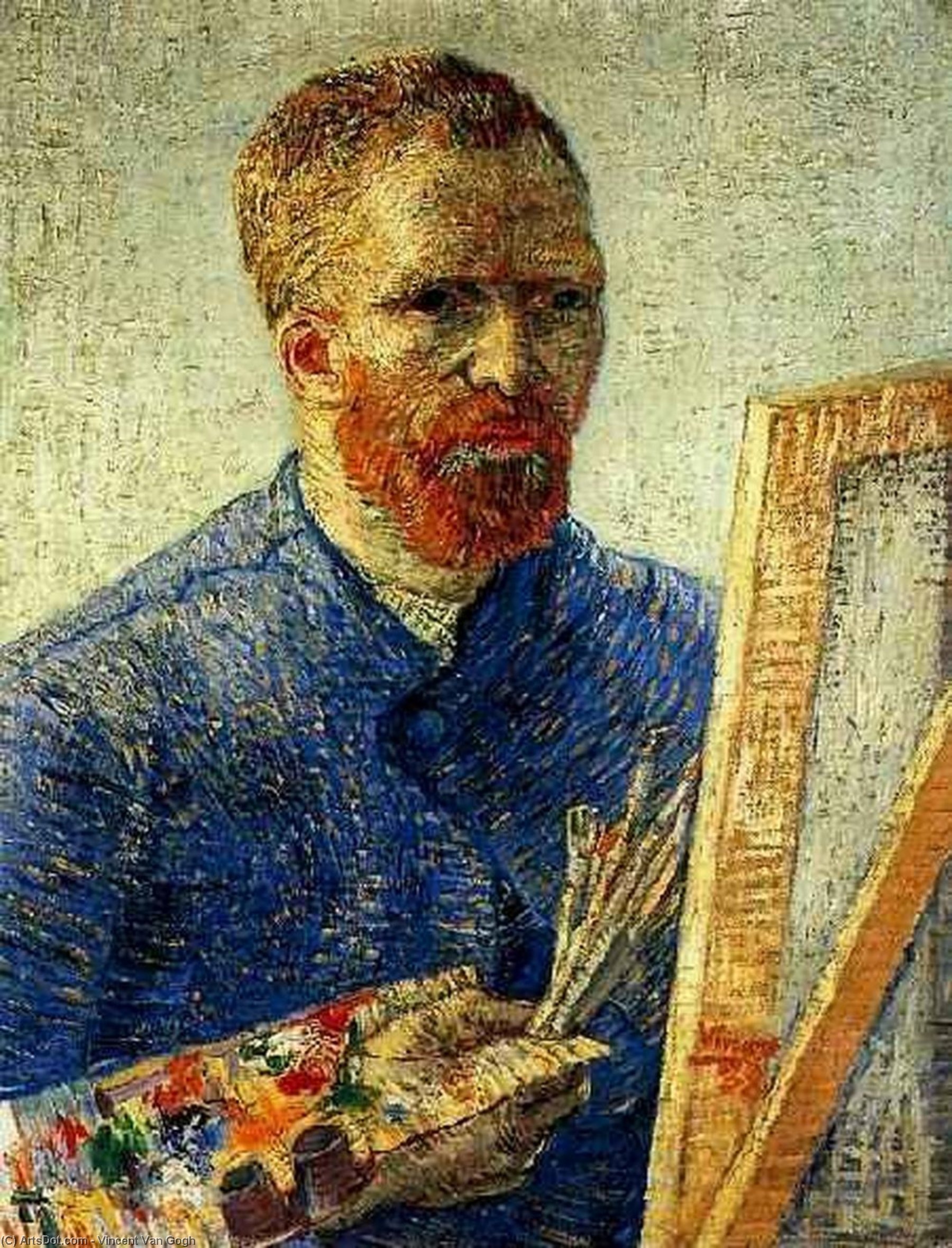 Wikioo.org - Encyklopedia Sztuk Pięknych - Malarstwo, Grafika Vincent Van Gogh - Autoportrait devant la palette