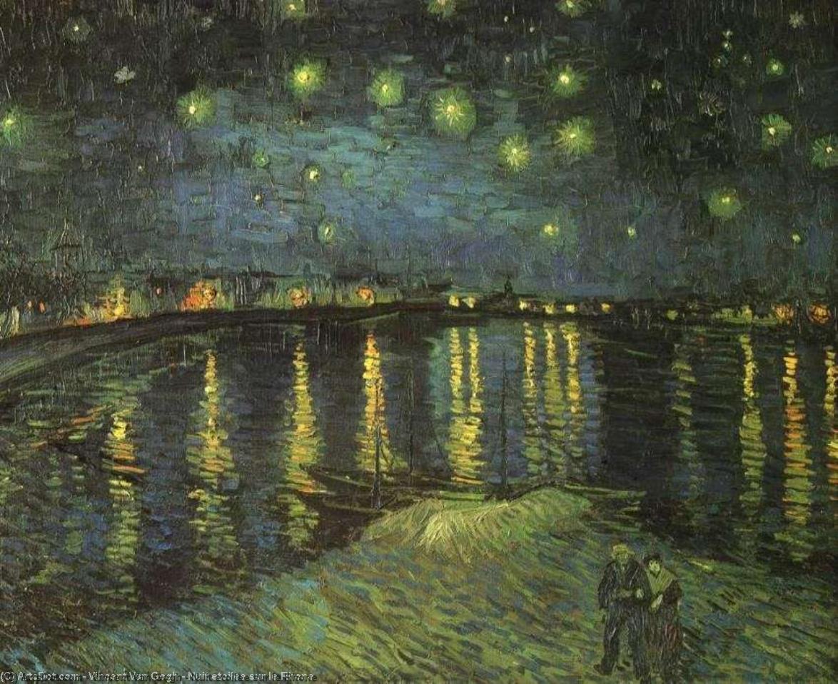 WikiOO.org - Encyclopedia of Fine Arts - Schilderen, Artwork Vincent Van Gogh - Nuit etoilee sur le Rhone