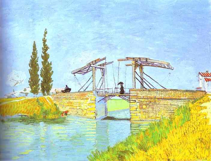 Wikioo.org - The Encyclopedia of Fine Arts - Painting, Artwork by Vincent Van Gogh - Pont-levis et dame au parasol