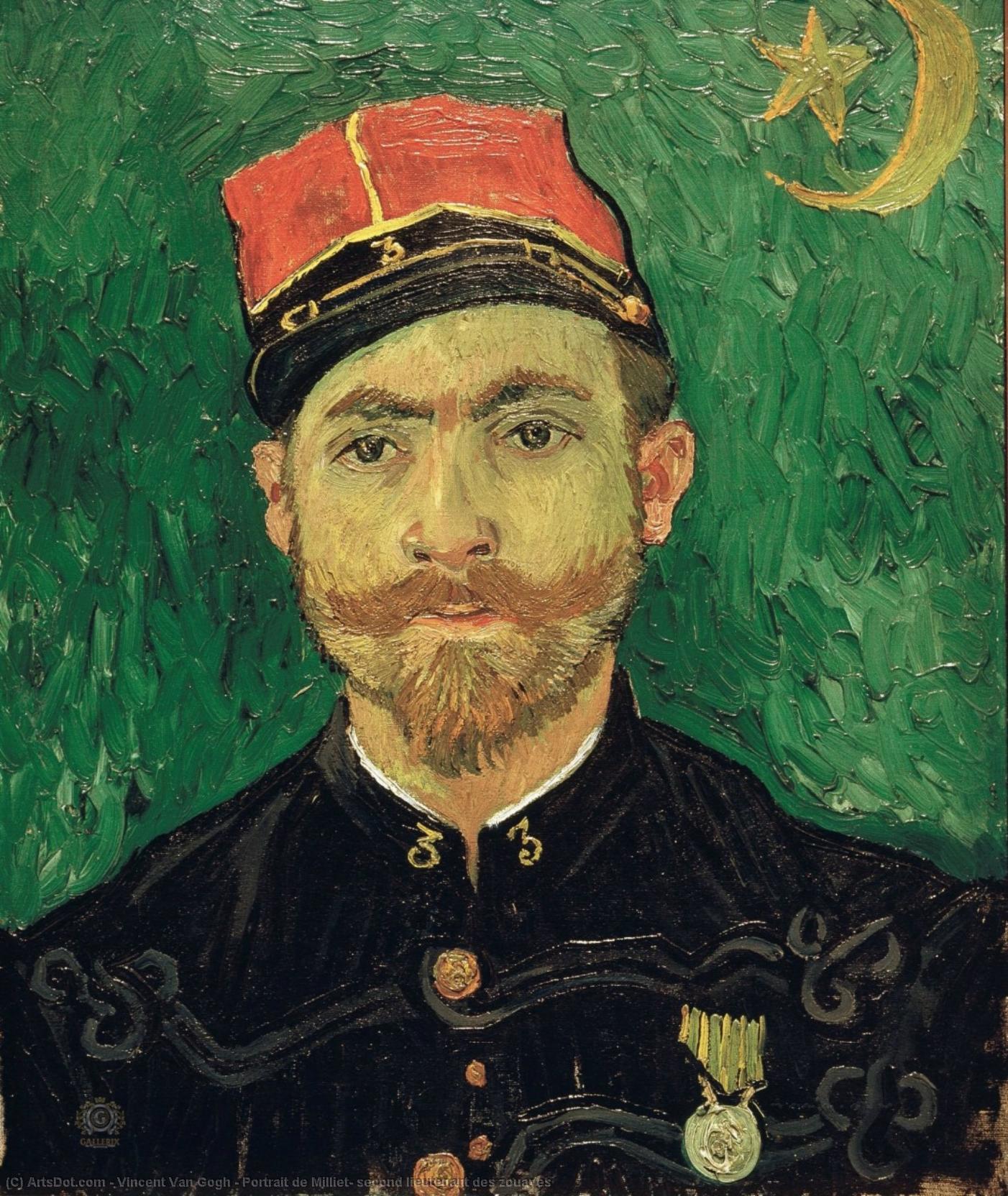 Wikioo.org – L'Enciclopedia delle Belle Arti - Pittura, Opere di Vincent Van Gogh - Ritratto di milliet , sottotenente des zuavi