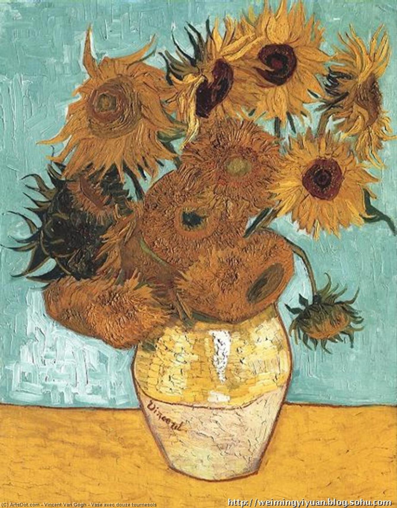 Wikioo.org - The Encyclopedia of Fine Arts - Painting, Artwork by Vincent Van Gogh - Vase avec douze tournesols