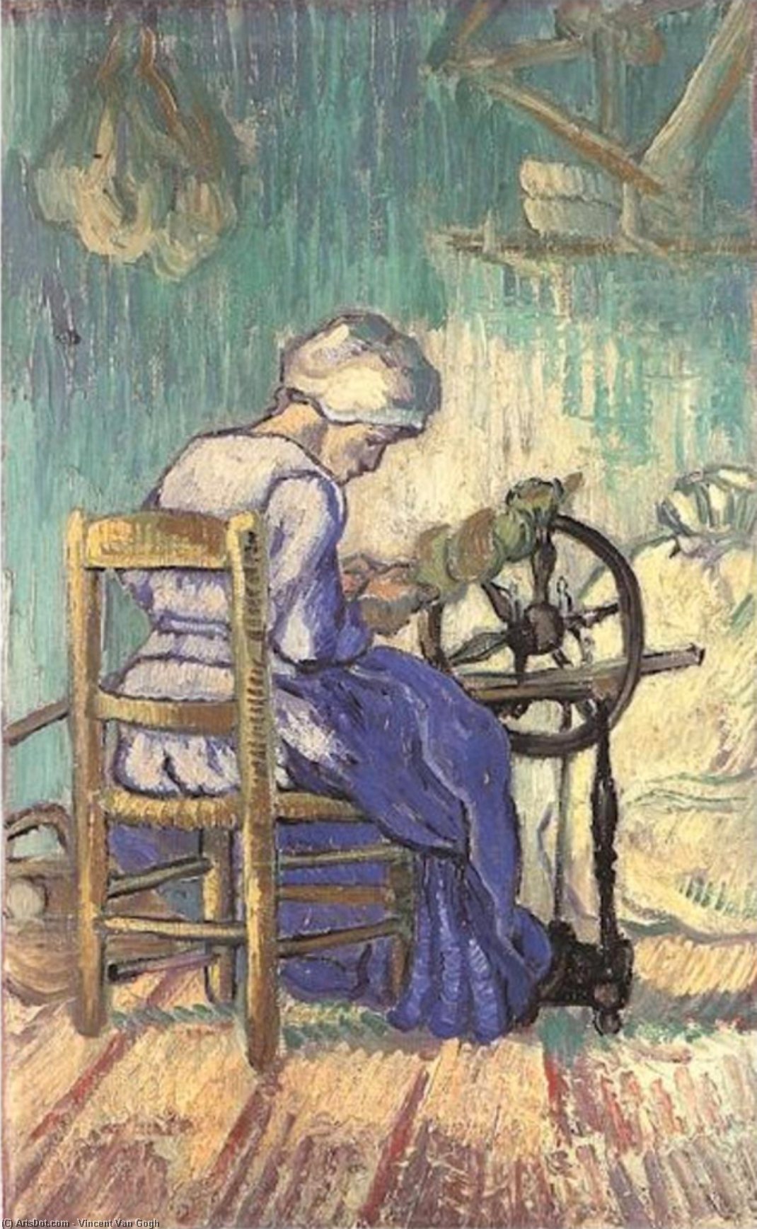 Wikioo.org - The Encyclopedia of Fine Arts - Painting, Artwork by Vincent Van Gogh - Paysanne au rouet a filer