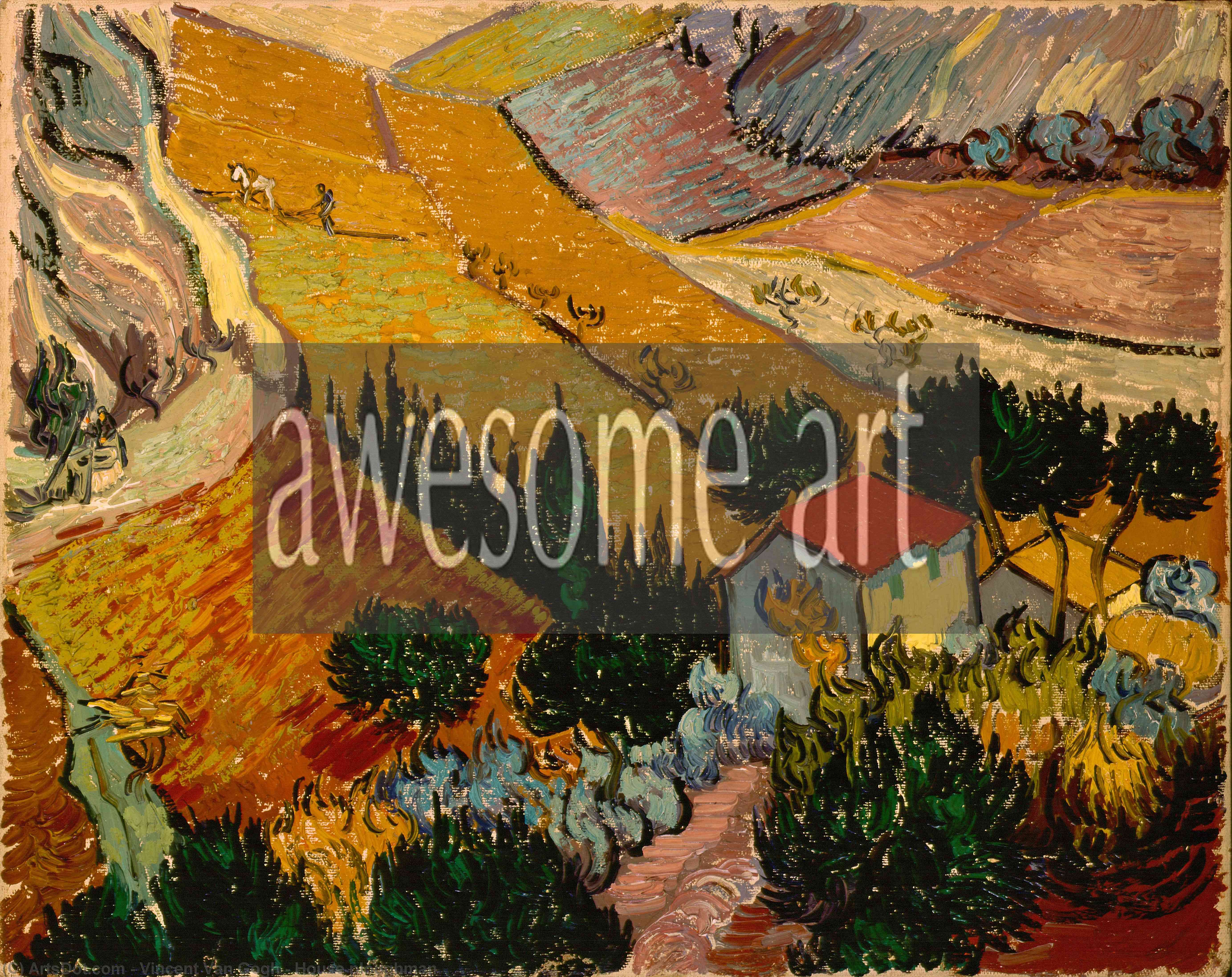 WikiOO.org - Encyclopedia of Fine Arts - Lukisan, Artwork Vincent Van Gogh - House ploughman