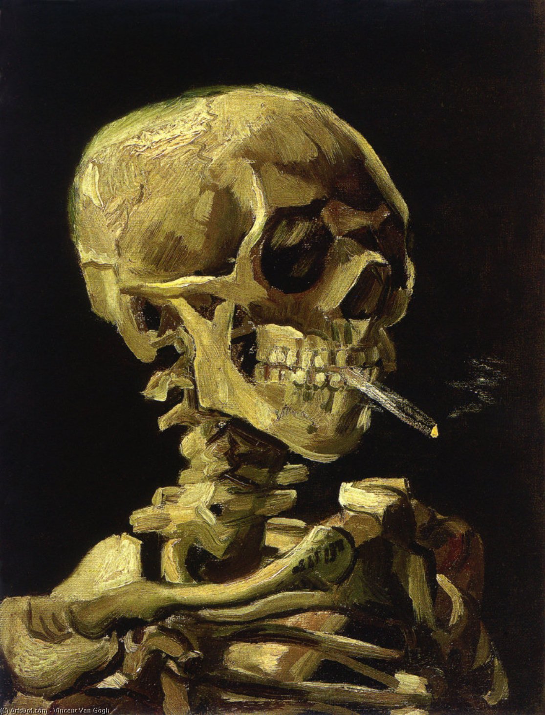 WikiOO.org - Encyclopedia of Fine Arts - Festés, Grafika Vincent Van Gogh - Skull cigarette