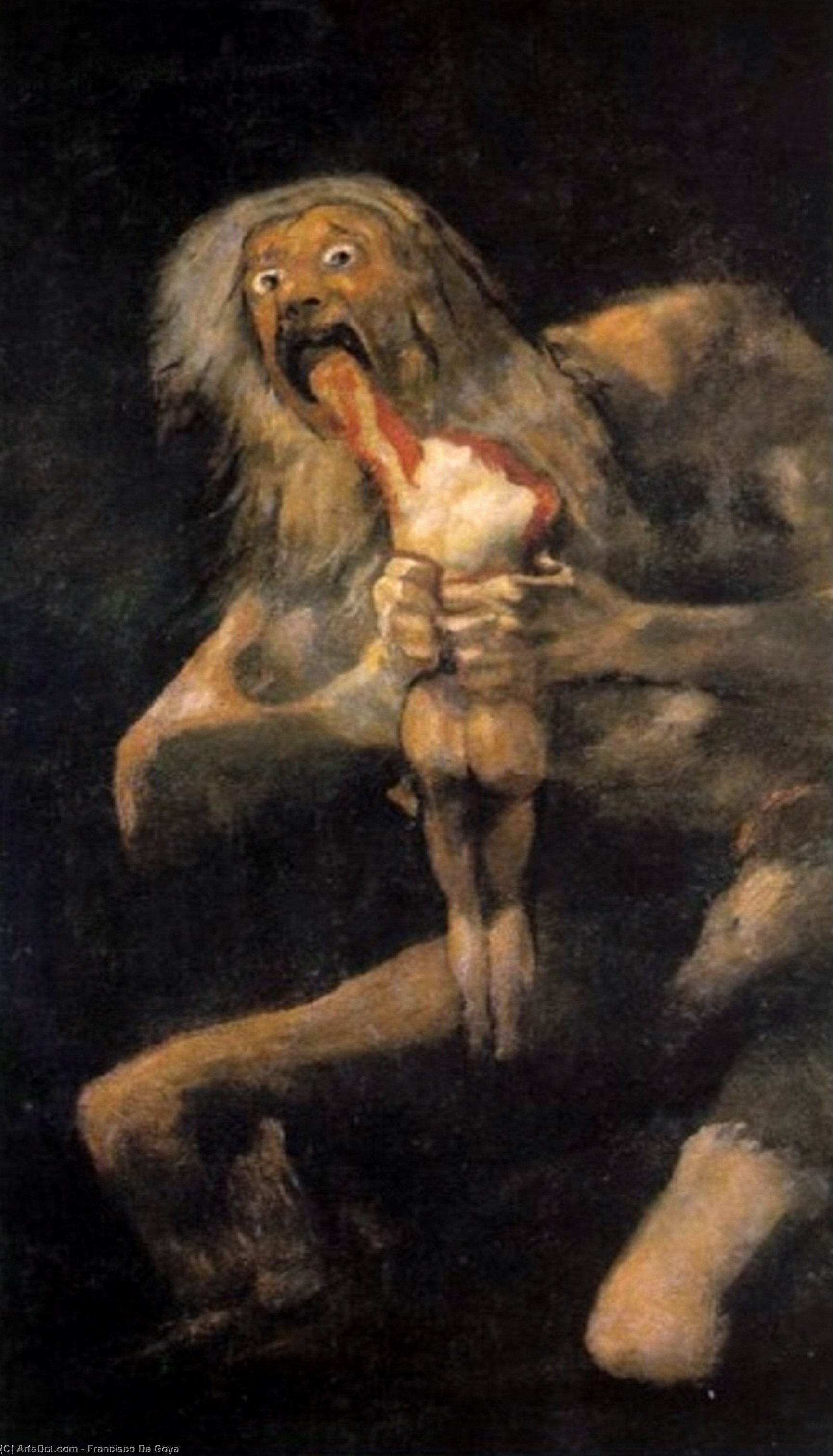 WikiOO.org - Enciklopedija dailės - Tapyba, meno kuriniai Francisco De Goya - Saturn, ca Oil on plaster remounted