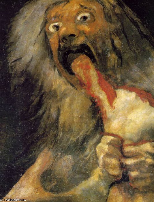 Wikioo.org – La Enciclopedia de las Bellas Artes - Pintura, Obras de arte de Francisco De Goya - Saturno , california Detalj , En el petróleo yeso r