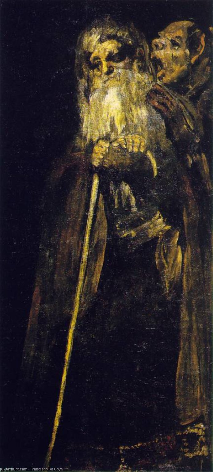 WikiOO.org - 百科事典 - 絵画、アートワーク Francisco De Goya - 二つ 老人 , ca に油絵 しっくい caに再マウント