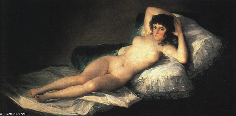 WikiOO.org - Encyclopedia of Fine Arts - Maalaus, taideteos Francisco De Goya - Nude Maja, before Nov. oil on canvas, Museo del P
