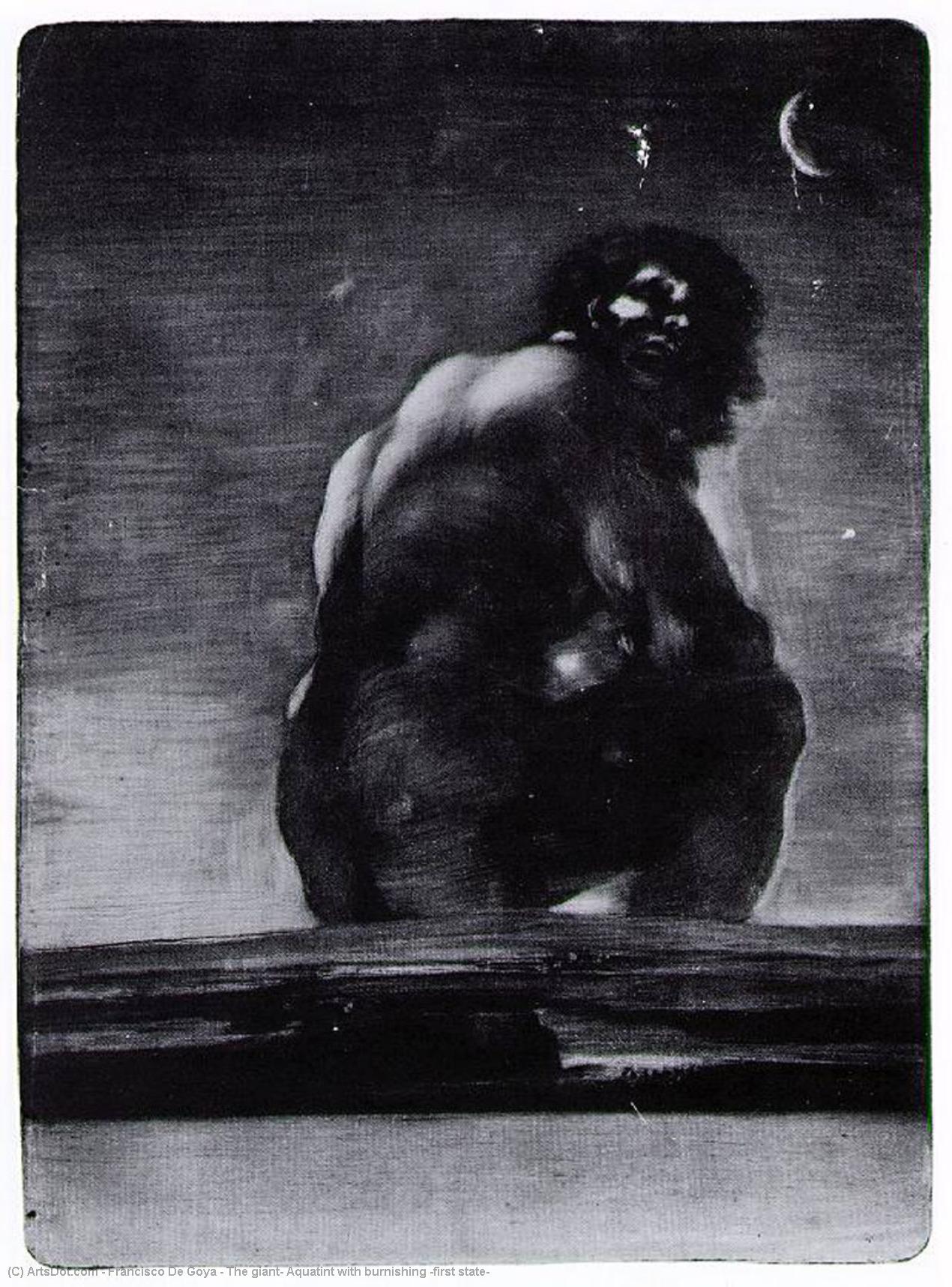 Wikioo.org - Bách khoa toàn thư về mỹ thuật - Vẽ tranh, Tác phẩm nghệ thuật Francisco De Goya - The giant, Aquatint with burnishing (first state)