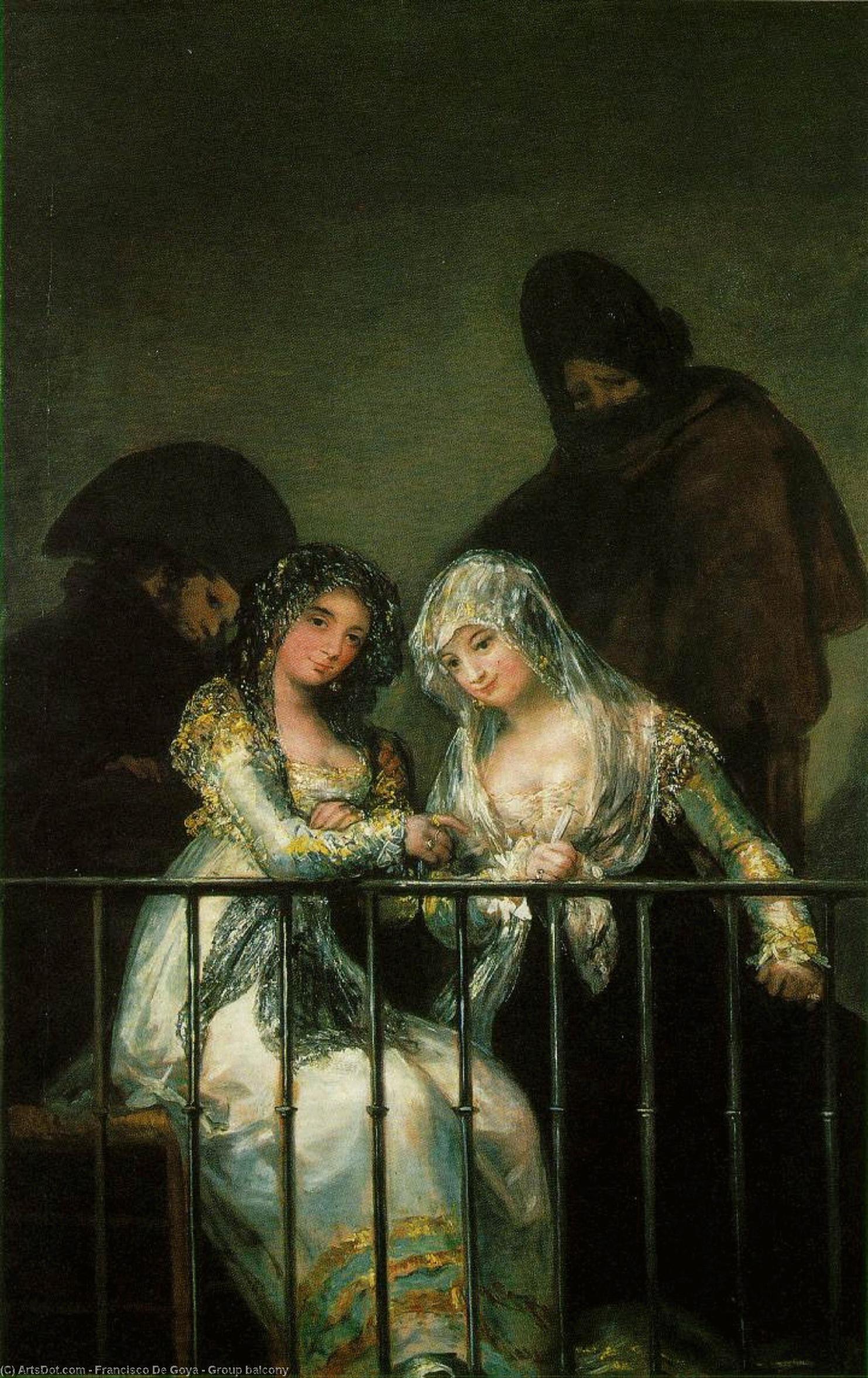 Wikioo.org - The Encyclopedia of Fine Arts - Painting, Artwork by Francisco De Goya - Group balcony