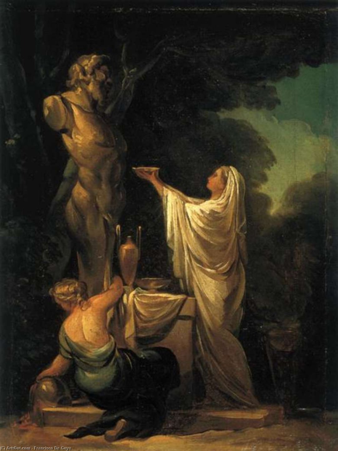 Wikioo.org – L'Enciclopedia delle Belle Arti - Pittura, Opere di Francisco De Goya - I l sacrificio un Vaschetta . . Collezione privata .