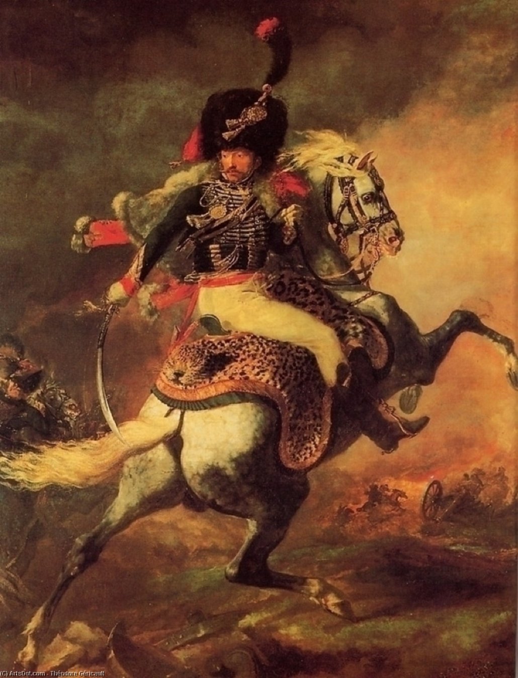 WikiOO.org - Encyclopedia of Fine Arts - Festés, Grafika Jean-Louis André Théodore Géricault - An Officer of the Imperial Horse Guards Charging,