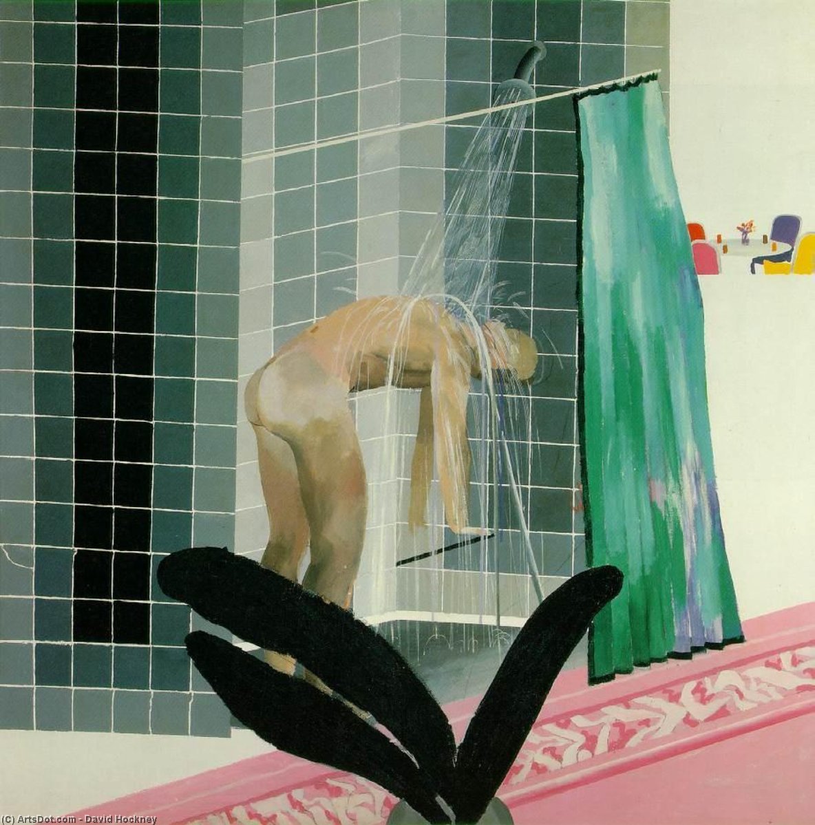 Wikoo.org - موسوعة الفنون الجميلة - اللوحة، العمل الفني David Hockney - Shower beverly hills
