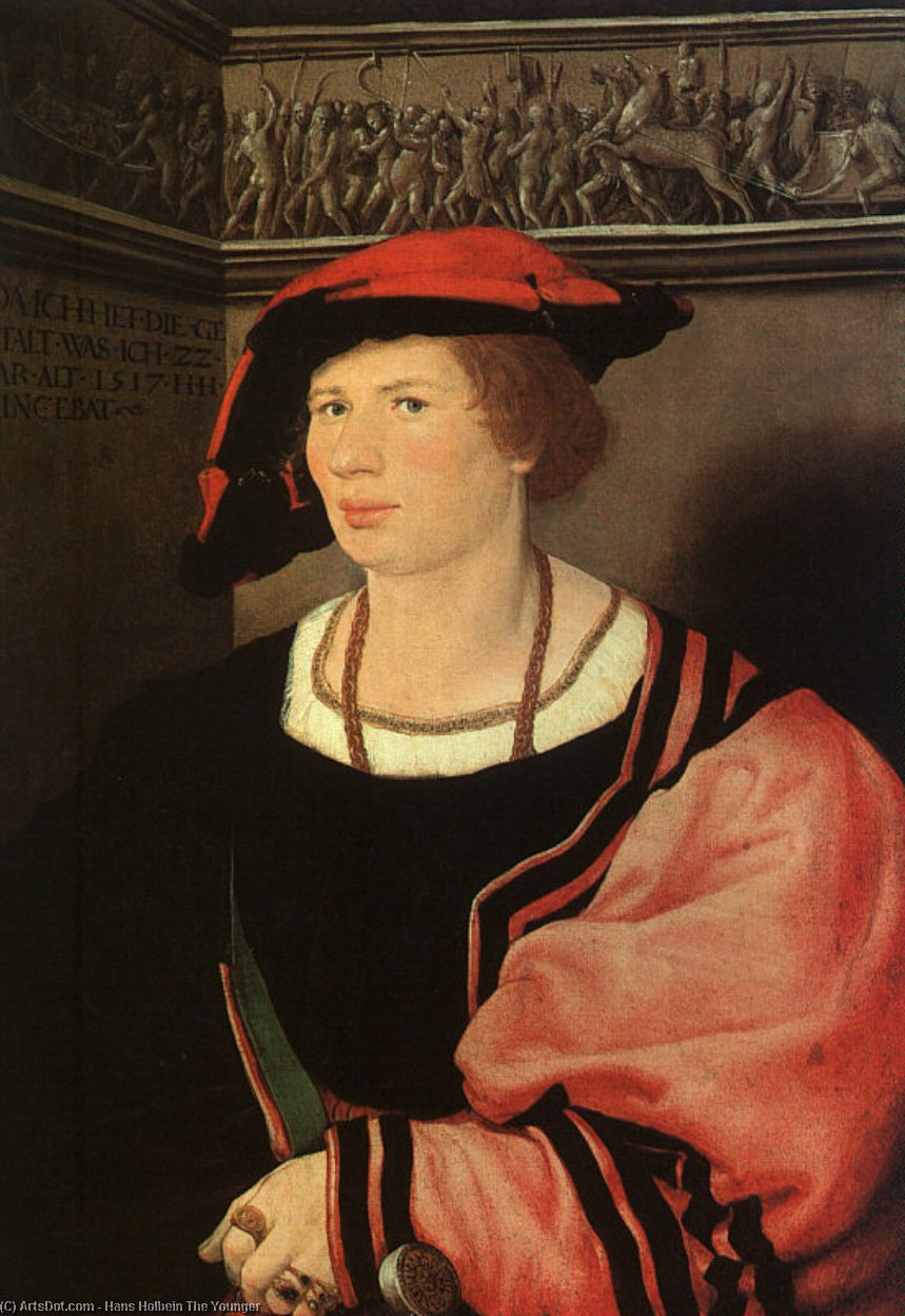 Wikioo.org - The Encyclopedia of Fine Arts - Painting, Artwork by Hans Holbein The Younger - Benedikt von Hertenstein, oil on paper mounted