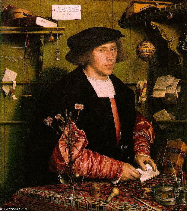 Wikioo.org - The Encyclopedia of Fine Arts - Painting, Artwork by Hans Holbein The Younger - Georg gisze, a german merchant in london gemäld