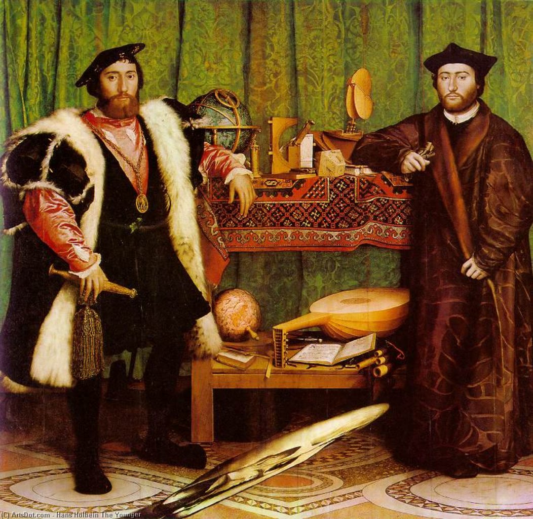 Wikioo.org - The Encyclopedia of Fine Arts - Painting, Artwork by Hans Holbein The Younger - Ambassadors, National Gallery at London