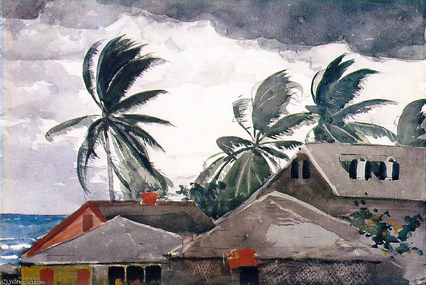 Wikoo.org - موسوعة الفنون الجميلة - اللوحة، العمل الفني Winslow Homer - Hurricane, bahamas, metropolita