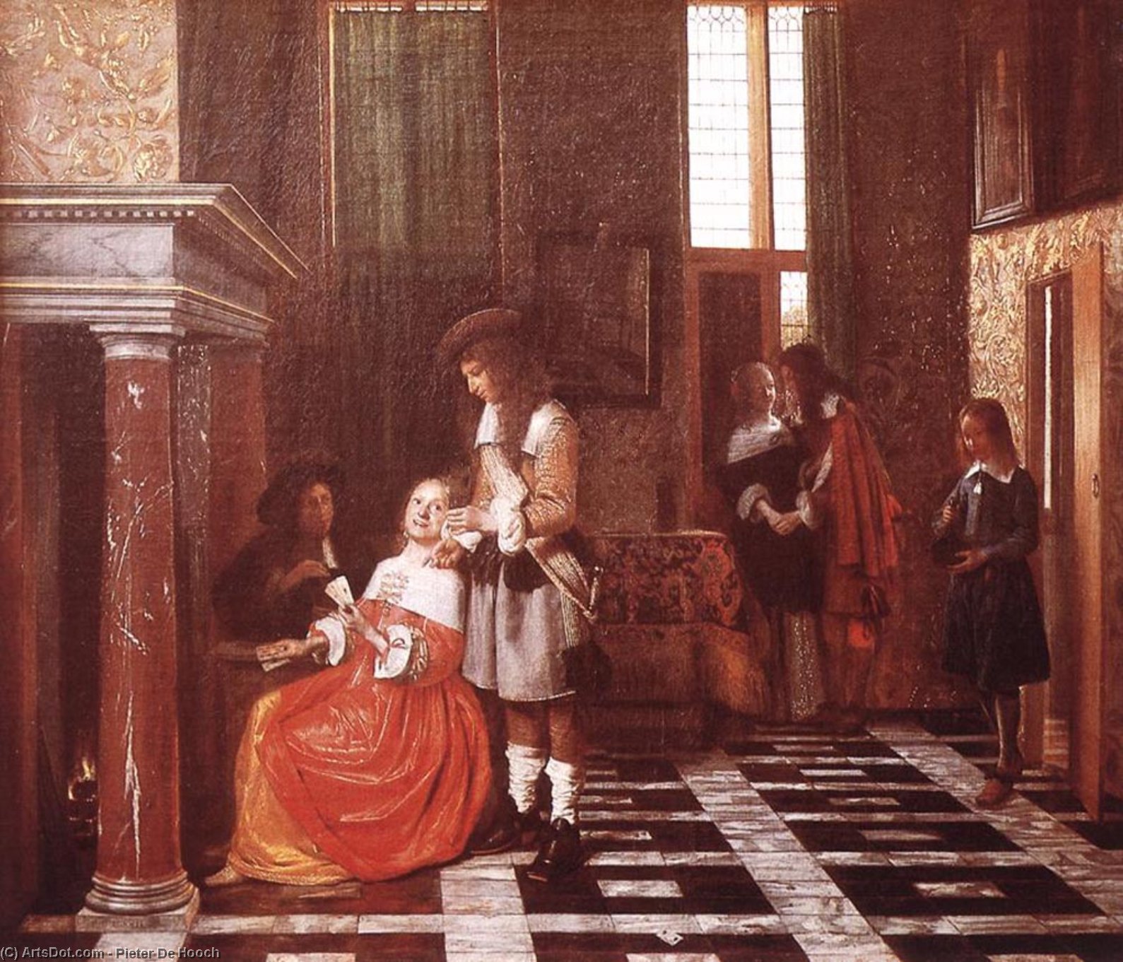 Wikioo.org - The Encyclopedia of Fine Arts - Painting, Artwork by Pieter De Hooch - The card-players, louvre