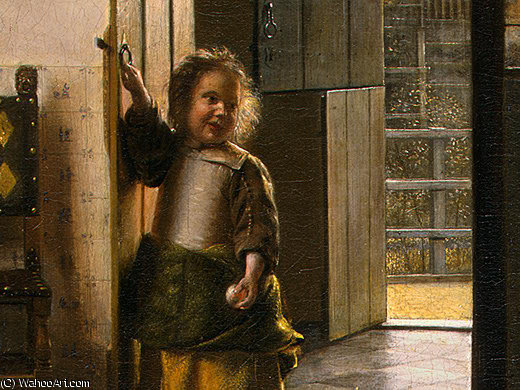Wikioo.org – L'Encyclopédie des Beaux Arts - Peinture, Oeuvre de Pieter De Hooch - La chambre, Detalj 1, ngw
