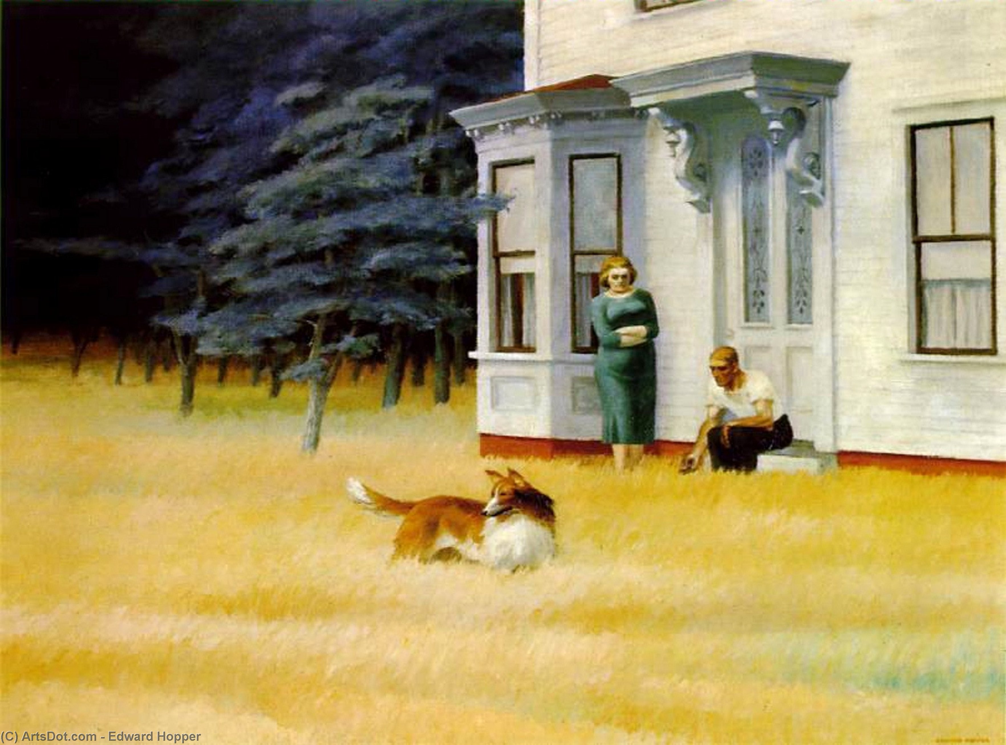 Wikioo.org – L'Enciclopedia delle Belle Arti - Pittura, Opere di Edward Hopper - sera a cape cod del sig e mrs Giovanni H